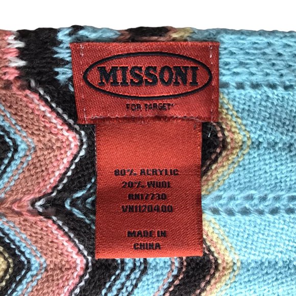 MISSONI for Target Scarf Brown Pink Blue Chevron Stripe.  Long. - Picture 2 of 10